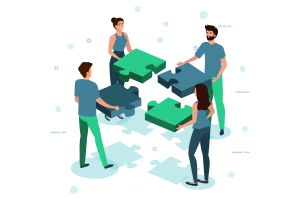 Team solving the puzzle