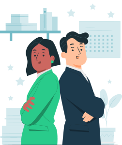 A man and woman team up together