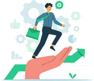 A man heading up for a better career