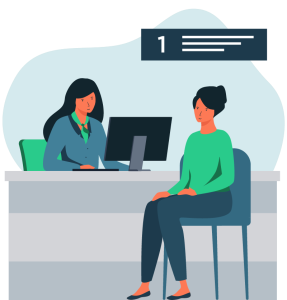 With ladies having a consulting session