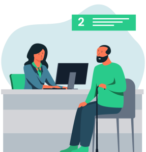 A lady and a man are having a consulting session