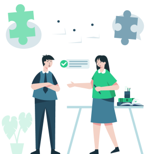 Staffs having discussion